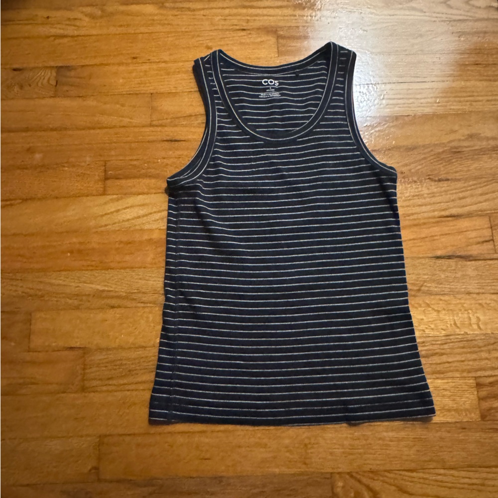 COS Navy and White Striped Tank Top
